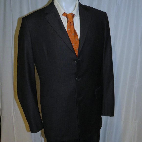 Rocco Ciccarelli Custom Tailoring Dark Blue Striped Three Button Suit 40L - Picture 8 of 14